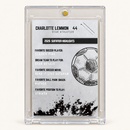 Personalized soccer trading card back