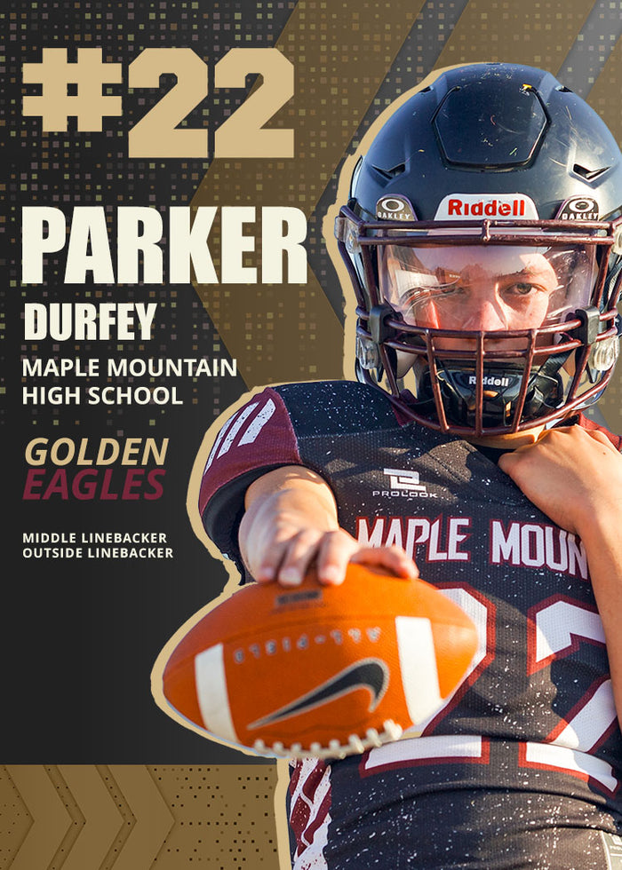 Football trading card front example